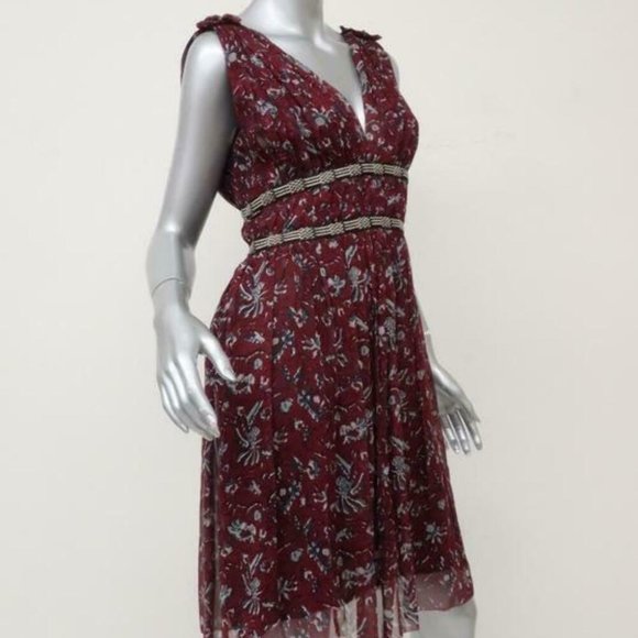 NWOT Isabel Marant Etoile 100% Silk Balzan Red Dress - Size FR38/US6 (Medium) - Picture 3 of 9